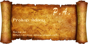 Prokop Adony névjegykártya